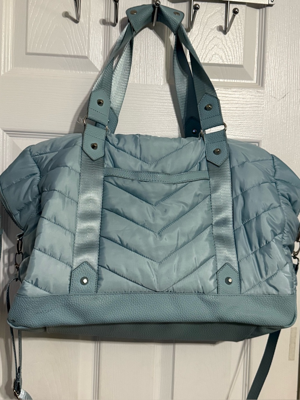 Cynthia Rowley Blue Quilted Weekender Travel Bag - Picture 2 of 4